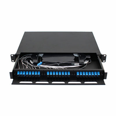 Το ράφι επιτροπής μπαλωμάτων οπτικών ινών FTTH τοποθετεί 1U 24 Sc LC FC ST πυρήνων