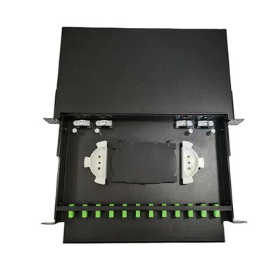 24 Port Black Metal Optic Fiber Terminal Box 430x200x46mm