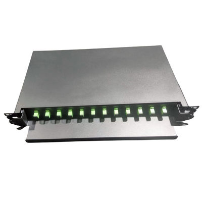 19 ιντσών συρόμενο πίνακα δέσμης ινών 12 Port FC APC Simplex Adapter Networking Solution