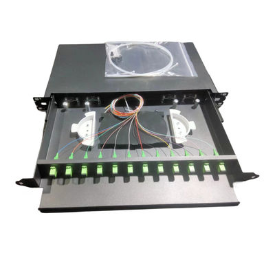 19 ιντσών συρόμενο πίνακα δέσμης ινών 12 Port FC APC Simplex Adapter Networking Solution